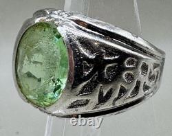 Vintage Clark & Coombs Sterling Silver Uranium Glass Ring C&C Art Deco UV Glow
