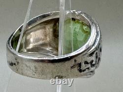 Vintage Clark & Coombs Sterling Silver Uranium Glass Ring C&C Art Deco UV Glow