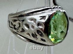 Vintage Clark & Coombs Sterling Silver Uranium Glass Ring C&C Art Deco UV Glow