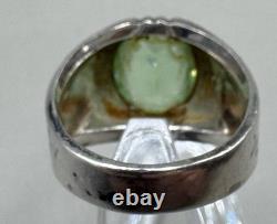 Vintage Clark & Coombs Sterling Silver Uranium Glass Ring C&C Art Deco UV Glow
