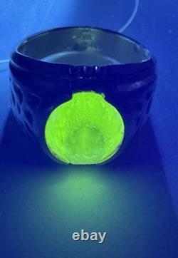 Vintage Clark & Coombs Sterling Silver Uranium Glass Ring C&C Art Deco UV Glow