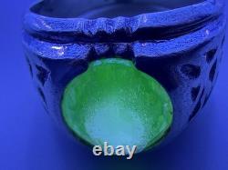 Vintage Clark & Coombs Sterling Silver Uranium Glass Ring C&C Art Deco UV Glow