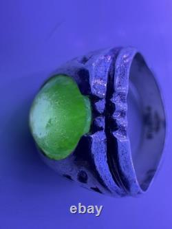 Vintage Clark & Coombs Sterling Silver Uranium Glass Ring C&C Art Deco UV Glow