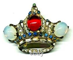 Vintage Coro Craft Sterling Jeweled Crown Pin Book Piece