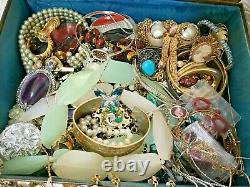 Vintage Costume & Fine Jewelry Lot 7 Lbs Luxor Early 20th Century Cosmetics Tin