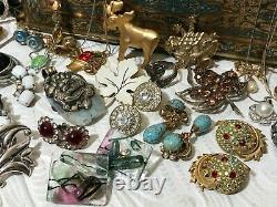 Vintage Costume & Fine Jewelry Lot 7 Lbs Luxor Early 20th Century Cosmetics Tin