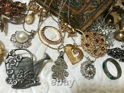 Vintage Costume & Fine Jewelry Lot 7 Lbs Luxor Early 20th Century Cosmetics Tin