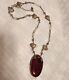 Vintage Cranberry Glass Pendant And Sterling Silver Necklace Handcrafted
