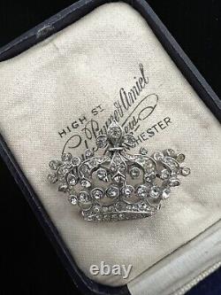 Vintage Crown Trifari Sterling Silver Rhinestone Coronation Brooch A. Philippe
