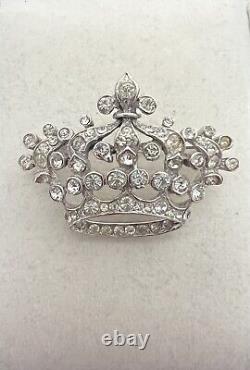 Vintage Crown Trifari Sterling Silver Rhinestone Coronation Brooch A. Philippe