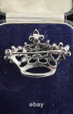 Vintage Crown Trifari Sterling Silver Rhinestone Coronation Brooch A. Philippe