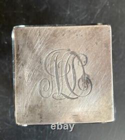 Vintage Cut Glass and Sterling Silver DeskInkwell Antique Victorian Heavy Square