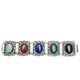 Vintage Danecraft Sterling Silver Multicolor Glass Faux Stone Panel Bracelet