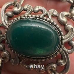 Vintage Danecraft Sterling Silver Multicolor Glass Faux Stone Panel Bracelet