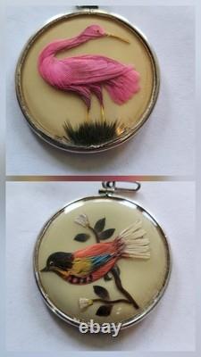 Vintage Double-Sided 925 Bird Feather Pendant Charm 1.25- Excellent Condition