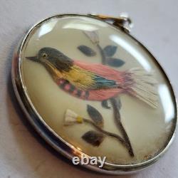 Vintage Double-Sided 925 Bird Feather Pendant Charm 1.25- Excellent Condition