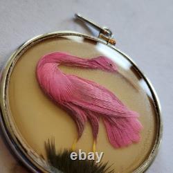 Vintage Double-Sided 925 Bird Feather Pendant Charm 1.25- Excellent Condition