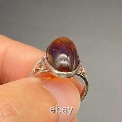 Vintage Dragon Breath Glass Sterling Silver Ring Size 6.5