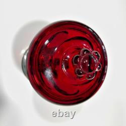Vintage EMPIRE Viking red glass Sterling Silver 6 petal lid pedestal Candy Dish