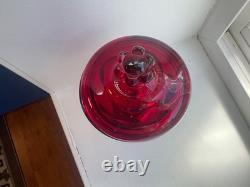 Vintage EMPIRE Viking red glass Sterling Silver 6 petal lid pedestal Candy Dish
