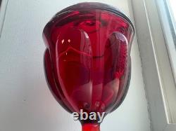 Vintage EMPIRE Viking red glass Sterling Silver 6 petal lid pedestal Candy Dish