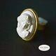 Vintage Extasia Bold 925 Silver White German Glass Cameo Ring Gold Finish