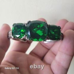 Vintage Emerald Green Sterling Silver Ornate Bracelet GORGEOUS