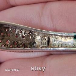 Vintage Emerald Green Sterling Silver Ornate Bracelet GORGEOUS