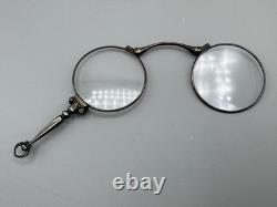Vintage Estate Sterling Silver Collapsible Reading Glasses / Magnifying Glass