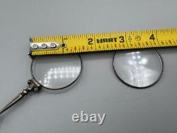 Vintage Estate Sterling Silver Collapsible Reading Glasses / Magnifying Glass