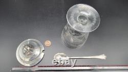 Vintage Etched Glass Federal Sugar Urn with Sterling Silver Lid & Spoon, 6 5/8