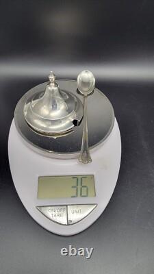 Vintage Etched Glass Federal Sugar Urn with Sterling Silver Lid & Spoon, 6 5/8