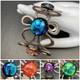 Vintage Fused Art Glass Sterling Silver Cuff Bracelet Dichroic Daisy Flower