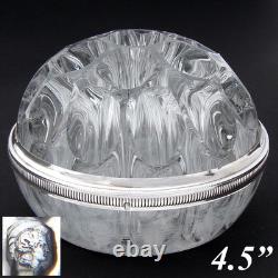 Vintage French Sterling Silver & Blown Glass 4.5 Flower Frog, Vase, Centerpiece