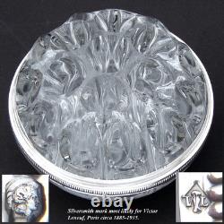 Vintage French Sterling Silver & Blown Glass 4.5 Flower Frog, Vase, Centerpiece