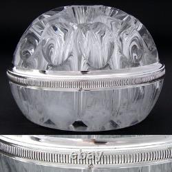 Vintage French Sterling Silver & Blown Glass 4.5 Flower Frog, Vase, Centerpiece