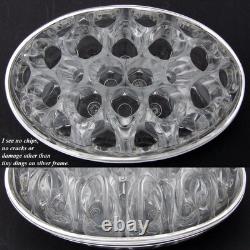 Vintage French Sterling Silver & Blown Glass 8 Flower Frog, Vase, Centerpiece