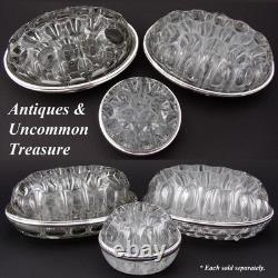 Vintage French Sterling Silver & Blown Glass 8 Flower Frog, Vase, Centerpiece