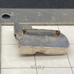 Vintage Frost Glass Cat Sterling Silver Pin Brooch