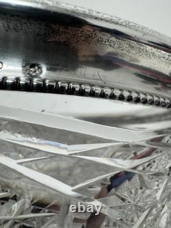 Vintage GORHAM Sterling Silver / Cut Crystal Glass 9 Centerpiece Serving Bowl