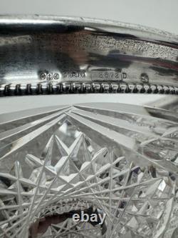 Vintage GORHAM Sterling Silver / Cut Crystal Glass 9 Centerpiece Serving Bowl