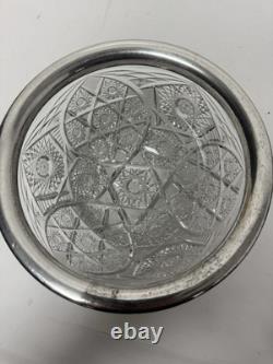 Vintage GORHAM Sterling Silver / Cut Crystal Glass 9 Centerpiece Serving Bowl