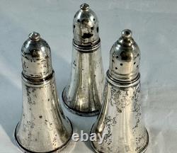Vintage Garden Sterling Silver Salt And Pepper Shakers Glass Lined