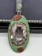 Vintage German Art Deco Sterling Silver Gilt Enamel Glass Pendant