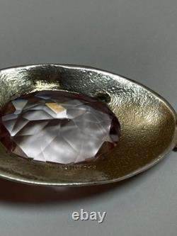 Vintage German Art Deco Sterling Silver Gilt Enamel Glass Pendant