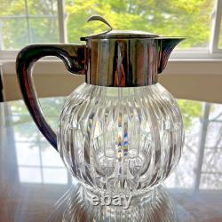 Vintage German Sterling Silver Mounted Glass Pitcher Emil Hermann Iced Tea