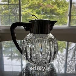 Vintage German Sterling Silver Mounted Glass Pitcher Emil Hermann Iced Tea