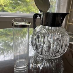 Vintage German Sterling Silver Mounted Glass Pitcher Emil Hermann Iced Tea