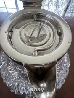 Vintage German Sterling Silver Mounted Glass Pitcher Emil Hermann Iced Tea