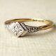 Vintage Glass Star Lab Created Diamond Wedding 925 Sterling Silver Gifted Ring